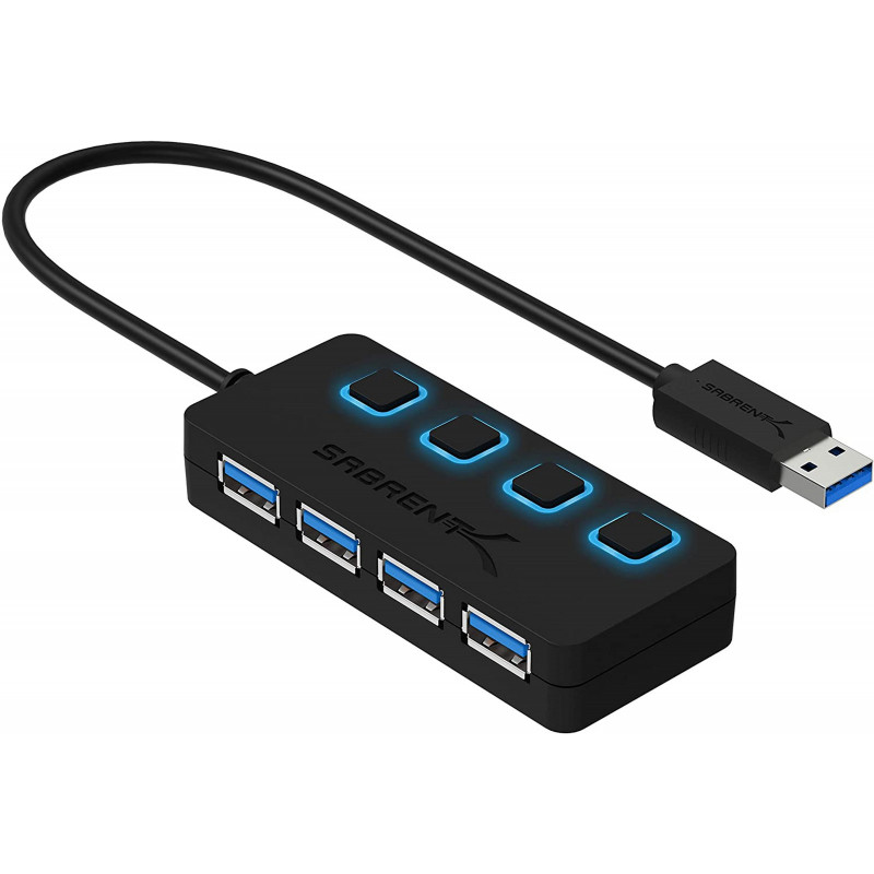 Sabrent 4 Port USB 3.0 Hub with Individual LED Power Switches, Currently priced at £10.99